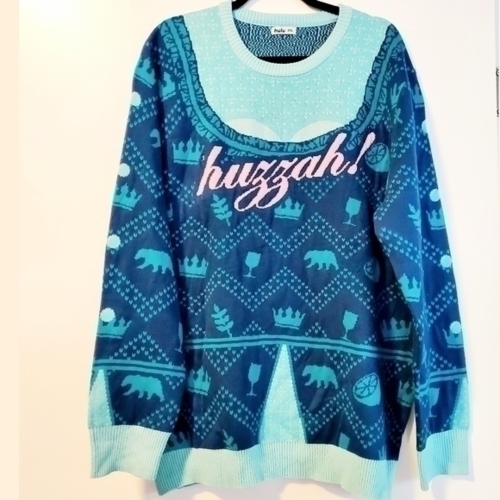 Hulu‎ Ugly Christmas Sweater Catherine The Great Blue Holiday Knit Pullover